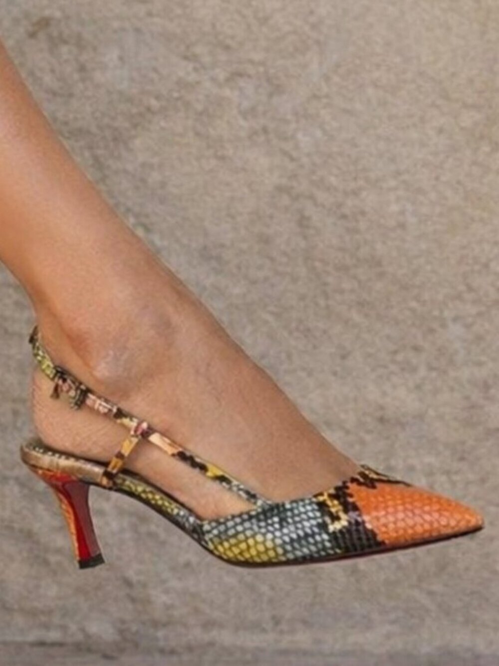 Luciano Padovan Multicolor Snakeskin Slingback Closed Toe Pumps Size 36 (US 6)